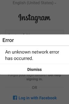 Tuntematon verkkovirhe on tapahtunut Instagram Androidissa